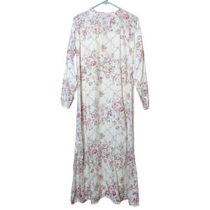 CEO Ceylan Otantik Turkish Pink Floral Midi Peasant Dress XL Cottagecore Modest